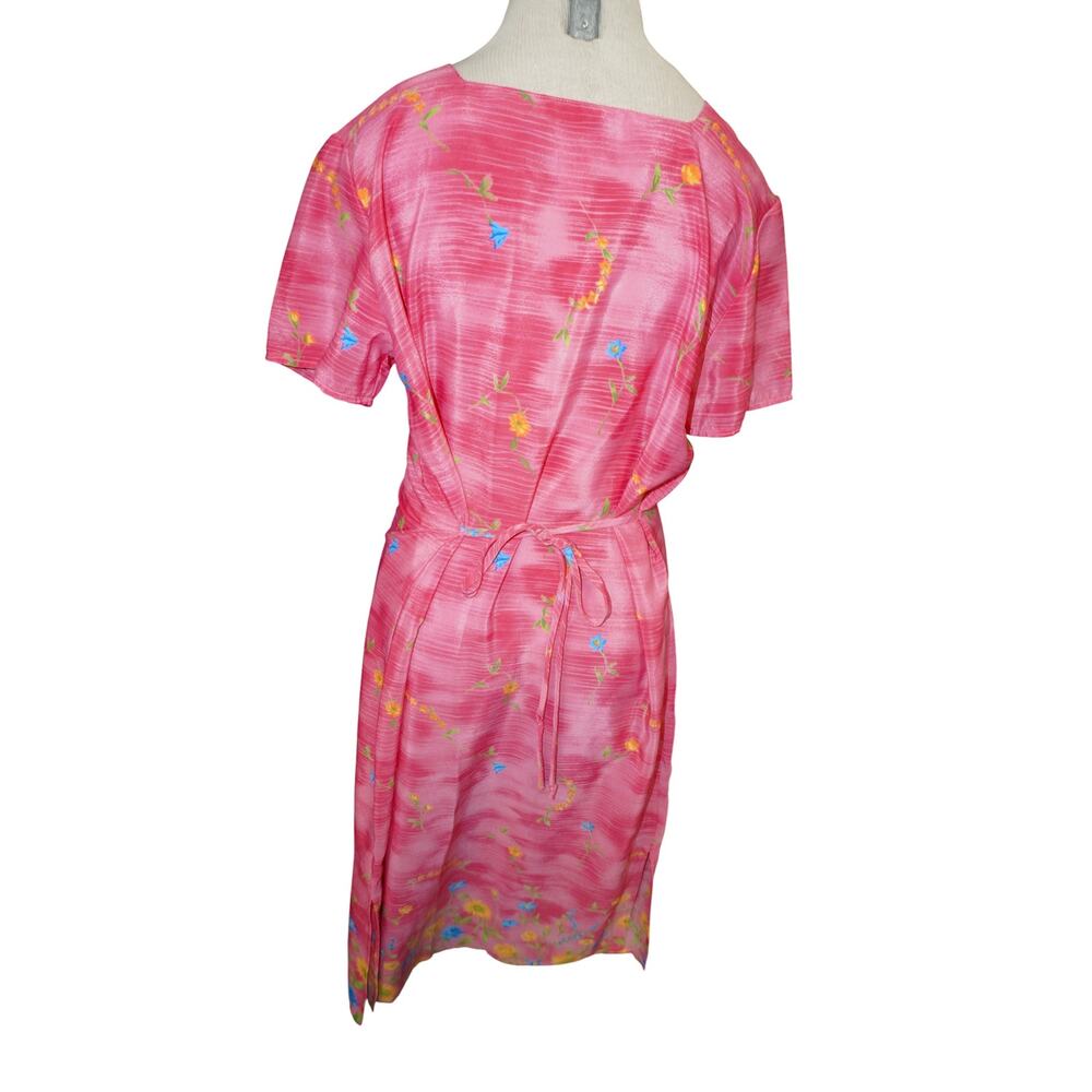 Vintage Impressions Workshop Pink Floral Midi Dress – Made in Mexico, Size Large - Picture 5 of 9